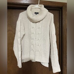 Elegant Cream Cowl Neck Sweater
